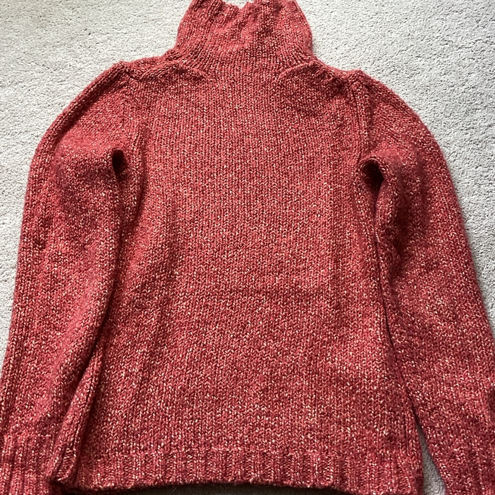 LOFT Marled Red/Orange Turtleneck Sweater